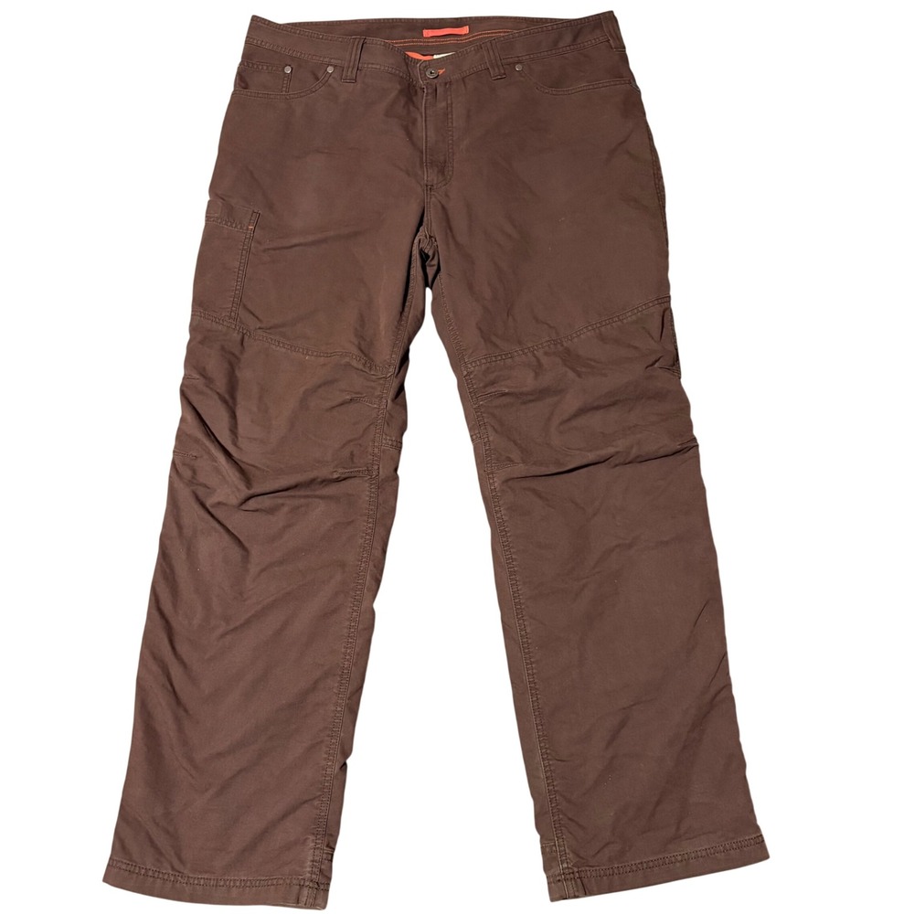 L.L. Bean Fleece Lined Pants Mens 40x32 Brown Canvas Work Outdoor 291691